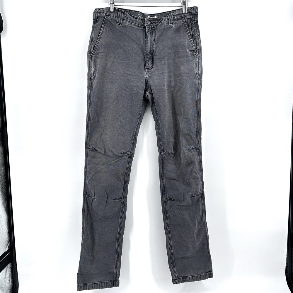 Carhartt Faded Grey Work Pants 34x36 Distressed Repair Grunge Workwear Carpenter